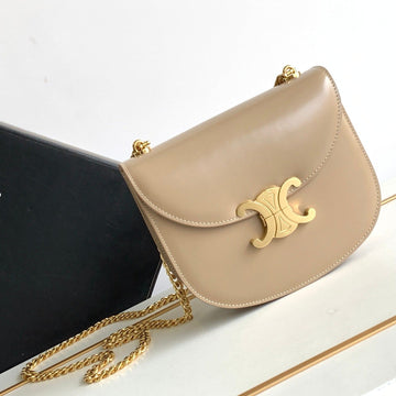 Teen Besace Triomphe 18.5 Beige Calfskin With Chain