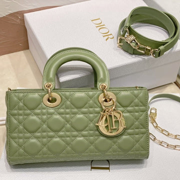 Medium Lady D-Joy 26 Green Lambskin