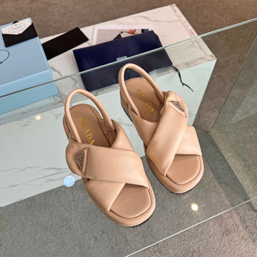 Pra Padded Nappa Crisscross Sandals Tuscan Lambskin