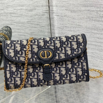 CD Bobby East West Pouch 22CM Blue Oblique With Chain