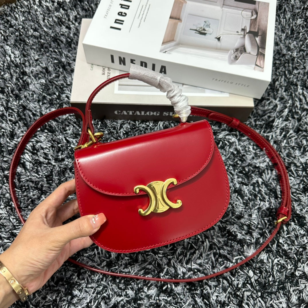Besace Triphome 17 Calfskin Cherry Red
