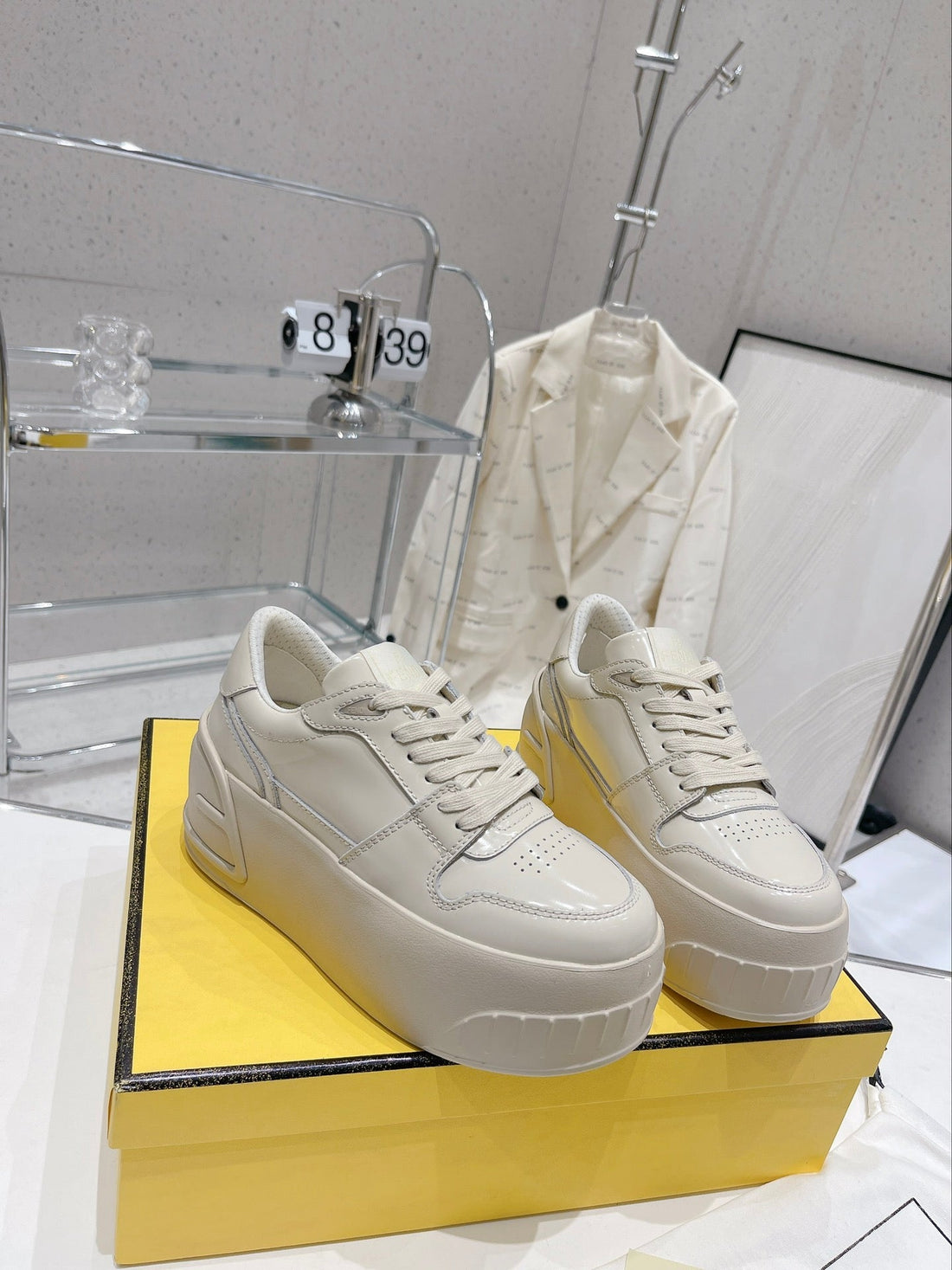 Fendi Low-Top Trainer In White Calfskin