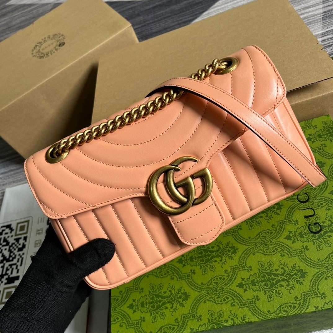 GG Marmont 26 Classic Bag In Peach Pink Calfskin