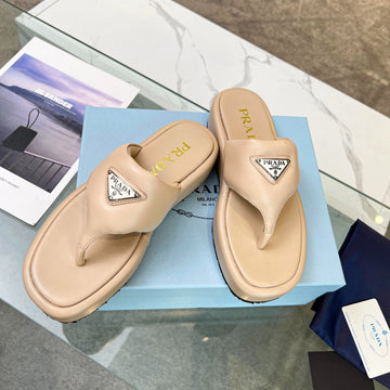 Pra Soft Padded Nappa Thong Wedge Sandals Tuscan Lambskin