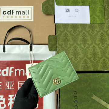 Marmont Quilted Wallet 11 In Light Green Lambskin