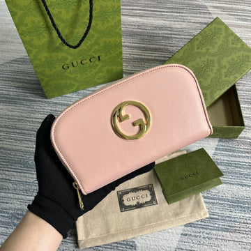 GG Blondie 21 Full Zip Wallet In Light Pink Calfskin