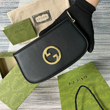 GG Blondie 21 Full Zip Wallet In Black Calfskin