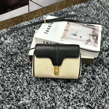 Classic Mini 18 White Black Calfskin
