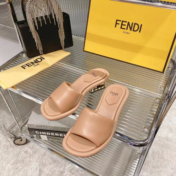 Fendi Baguette Slides Women In Desert Sand Calfskin