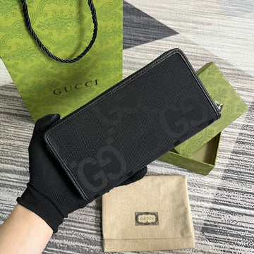 GG Long Wallet 19 In Black Canvas