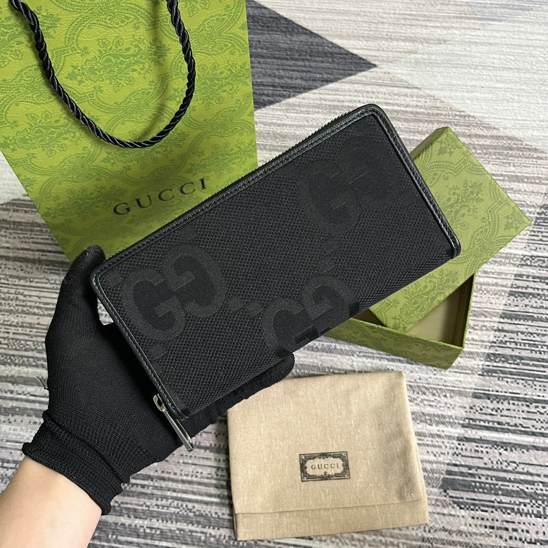 GG Long Wallet 19 In Black Canvas