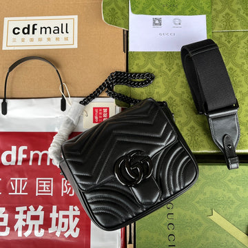 Marmont Quilted Shoulder Bag 18 In Black Calfskin