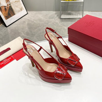 Vlogo Signature Red Beige Calfskin Slingback Platform Pump 120MM