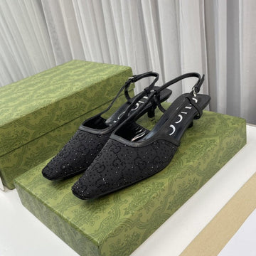 Sling Back Pump 40 Black Mesh