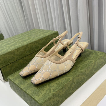 Sling Back Pump 40 Beige Mesh