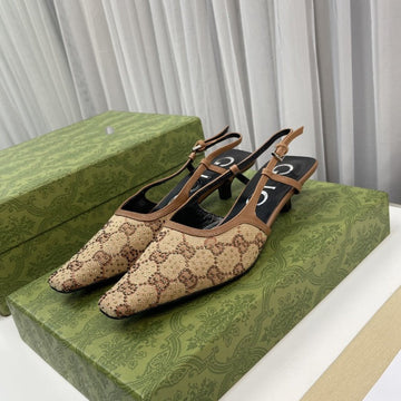 Sling Back Pump 40 Beige And Ebony Canvas
