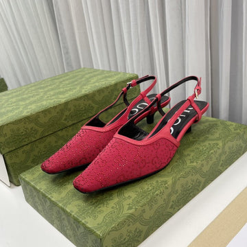 Slingback Pump 40 Burgundy Mesh