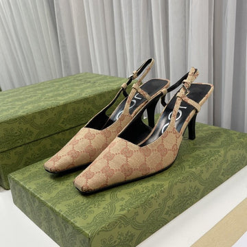 Sling Black Pump 85 Beige And Ebony Canvas
