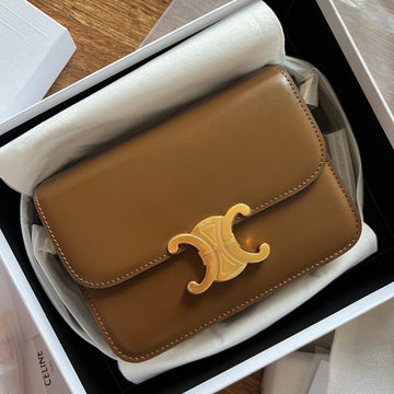 Teen Triomphe 18 Dark Brown Calfskin Gold Hardware