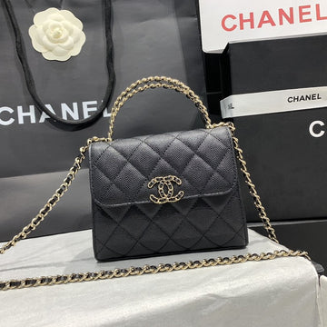 23P Flap Bag 15CM Black Caviar Gold Hardware