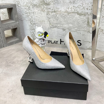 Sl Opyum Basic High Heel Silver Crystal Satin