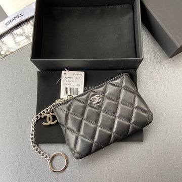 CC A50168 Keyring Cardholder Black Sheepskin Sliver Steel 229703