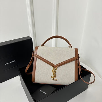 Sl Cassandra Top Handle 2WAYBAG Beige Canvas Brown Leather