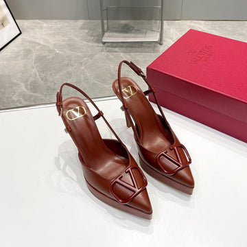 Vlogo Signature All Brown Calfskin Slingback Platform Pump 120MM