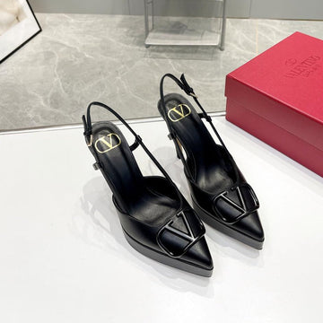 Vlogo Signature All Black Calfskin Slingback Platform Pump 120MM