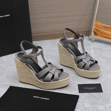 Sl Tribute Wedge Sandals Fossil Calfskin