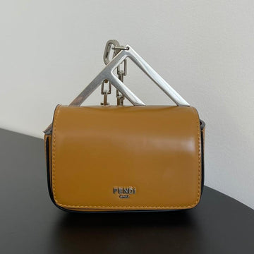 Fendi Mini First Sight 13 Bag In Copper Brown Calfskin With Silver Hardware