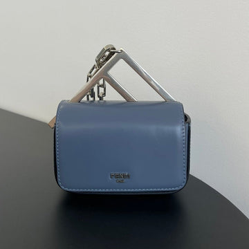 Fendi Mini First Sight 13 Bag In Pigeon Blue Calfskin With Silver Hardware