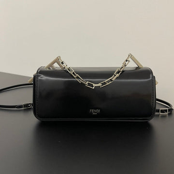 Fendi Mini First Sight 23 Bag In Black Calfskin With Silver Hardware