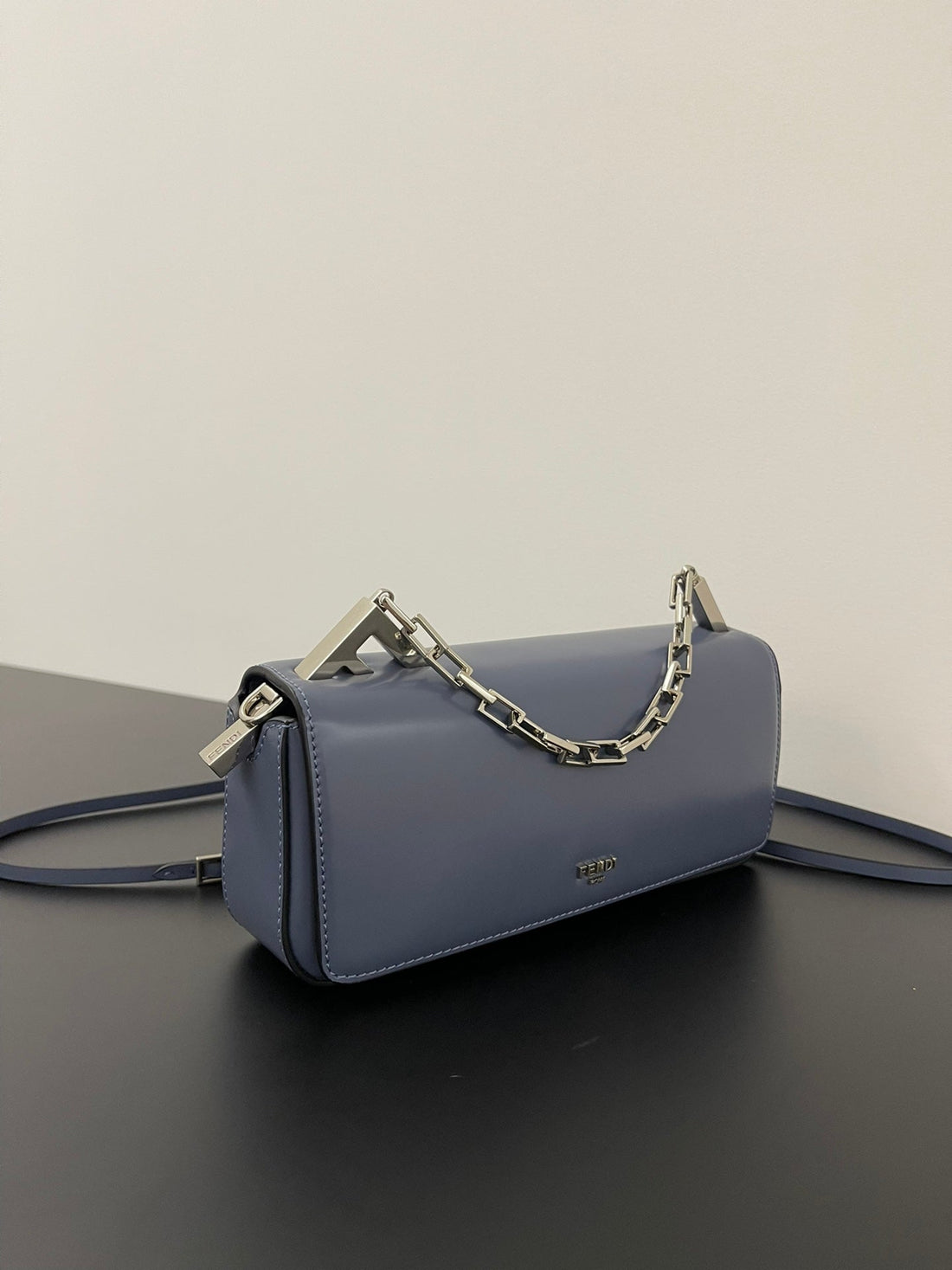 Fendi Mini First Sight 23 Bag In Indigo Blue Calfskin With Silver Hardware