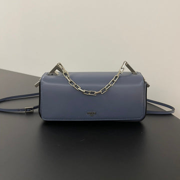 Fendi Mini First Sight 23 Bag In Indigo Blue Calfskin With Silver Hardware