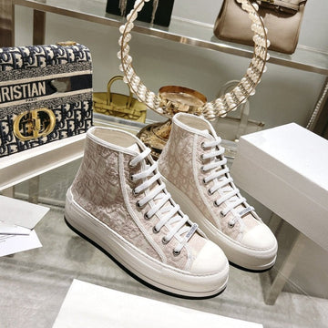 Walkn High-Top 45 Pink Beige Oblique Embroidery Canvas