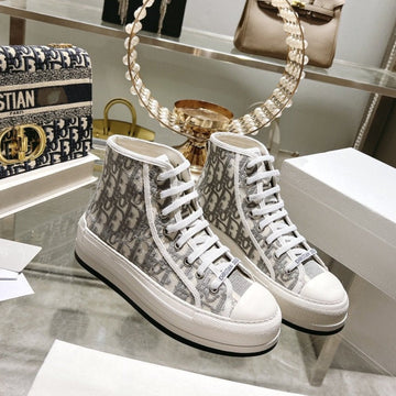 Walkn High-Top 45 White Grey Oblique Embroidery Canvas