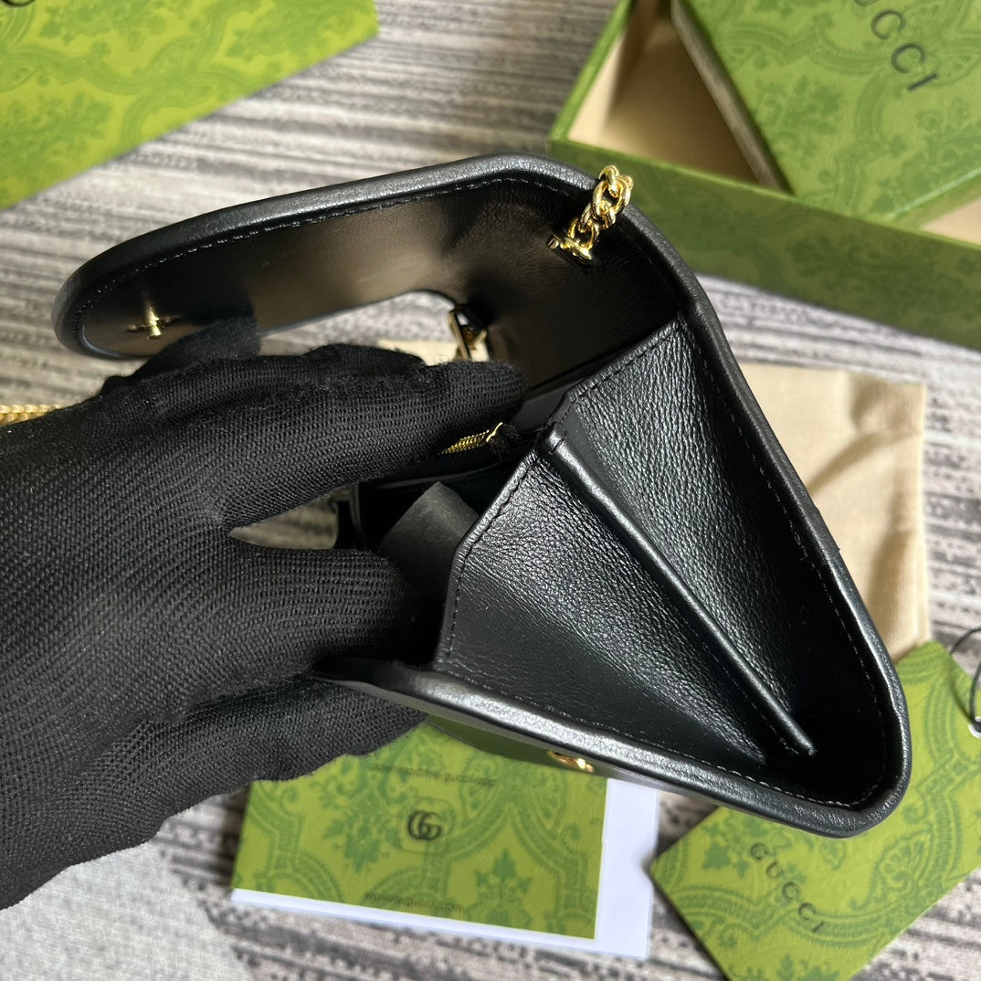 Blondie Interlock Mini Shoulder Bag 12 In Black Calfskin Gold Chain