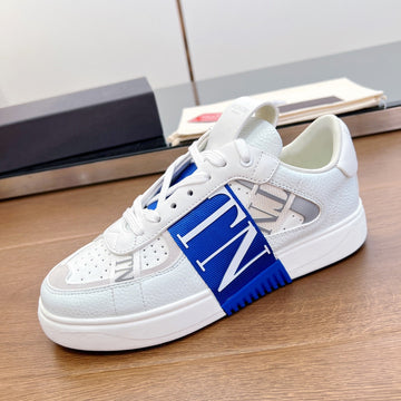 Valenti Low Top VL7N White Calfskin Blue Canvas