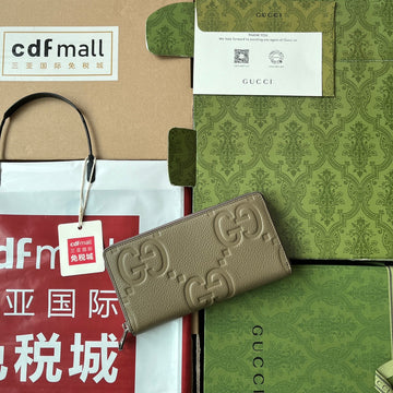 Full-Zip Wallet 19 In Moss Green Embossed Calfskin