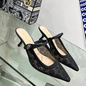 CD Pump 65 Transparent Mesh Embroidered Black Flower Moitf