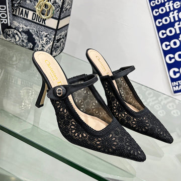 CD Pump 95 Transparent Mesh Embroidered Black Flower Moitf