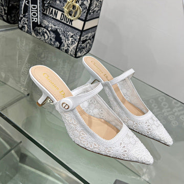CD Pump 65 Transparent Mesh Embroidered White Flower Moitf