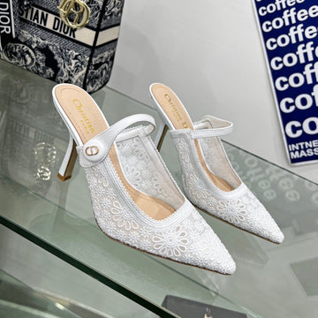 CD Pump 95 Transparent Mesh Embroidered White Flower Moitif
