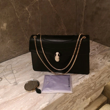 Bvl Serpenti Forever Shoulder Bag 28CM Black Calfskin Ghw 188653