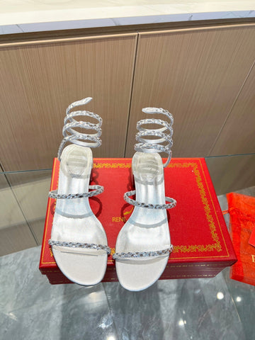Rc Diamond Sandals Sliver Silk Creole Glass Diamond 341984