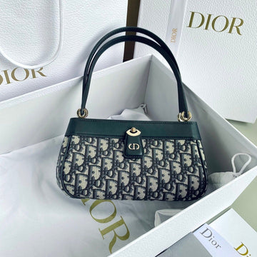 Medium 22 Key Handbag In Blue Oblique Jacquard