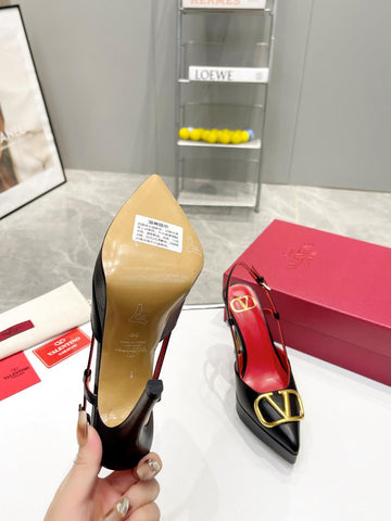 Vlogo Signature Black Red Calfskin Slingback Platform Pump 120MM
