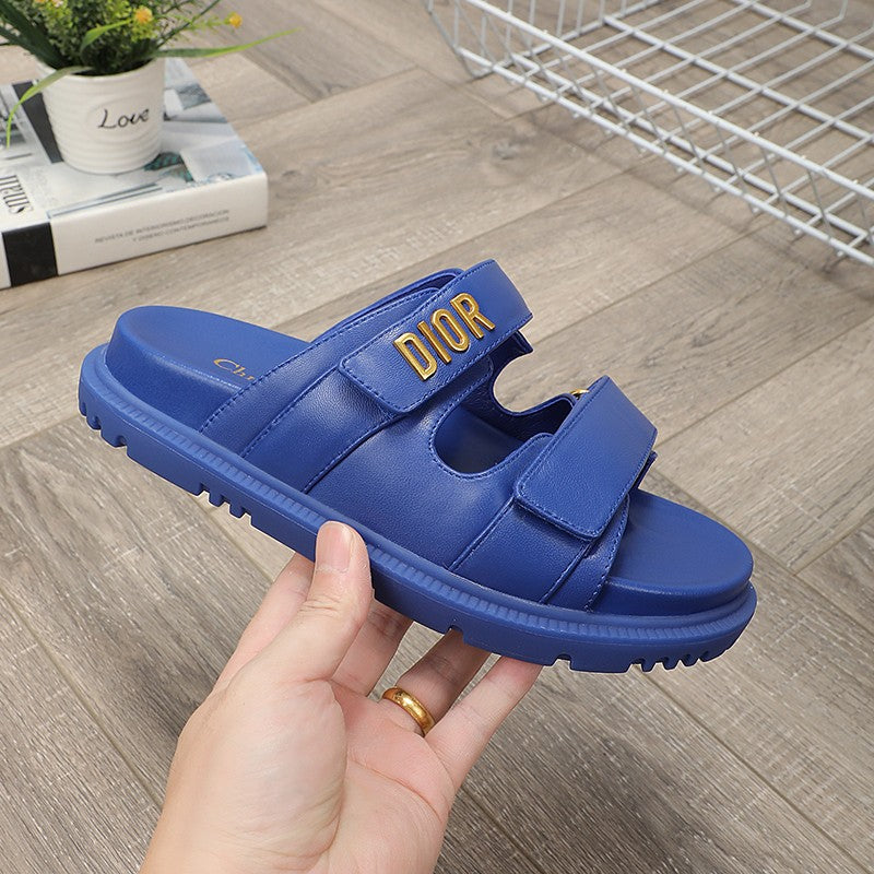 CD Dioract Dad Sandal Mule Blue Lambskin