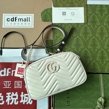 Marmont Shoulder Bag 24 In White Calfskin